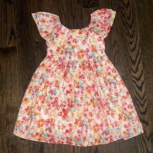 Pastourelle Pink and Orange Smocked Ruffled Sundress